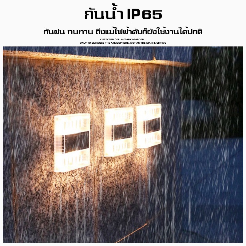MOJU ไฟเหลือง Solar light ติดรั้วบ้าน เพิ่มความสวยงาม แต่งสวน ติดผนัง ตกแต่งกลางแจ้ง ไฟสวน ไฟแต่งสวน ไฟติดผนังโซล่าเซลล์ ราคา ถูกที่สุด ดีลบีเคเค แกลเลอรีภาพที่ 5