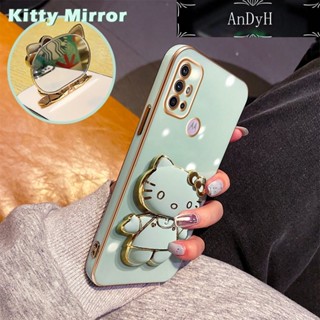 Andyh เคสโทรศัพท์มือถือ แบบกระจก พับได้ ลายการ์ตูน Hello Kitty สําหรับ Motorola G30 G50 G60 E20 Edge 20