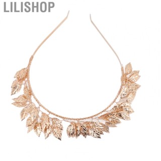 Lilishop Metal Leaf Crown Hair Band Exquisite Baroque Metal Leaves Hair Hoop Gold for Gathering