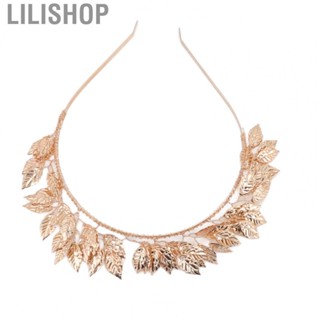 Lilishop Metal Leaf Crown Hair Band Exquisite Baroque Metal Leaves Hair Hoop Gold for Gathering