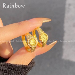 【Rainbow】แหวนชุบทอง 18k 520 สําหรับผู้ชายและผู้หญิง ของขวัญวันวาเลนไทน์