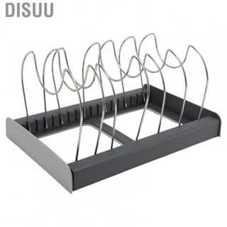 Disuu Kitchen Cabinet Bakeware Holder Rack  Stable Support Pot and Pan Organizers Rack Detachable  for Countertop