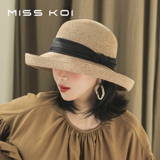 Misskoi [พร้อมส่ง] หมวกฟางกันแดด พับได้ สไตล์ญี่ปุ่น เรโทร สําหรับผู้หญิง