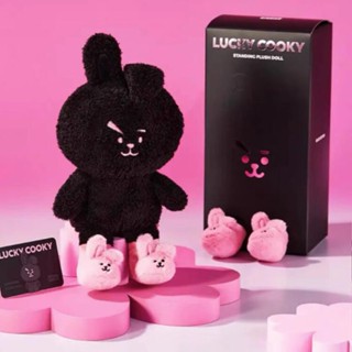 พวงกุญแจ จี้ตุ๊กตาการ์ตูนกระต่ายน่ารัก Kpop BT21 Lucky Cooky สีดํา