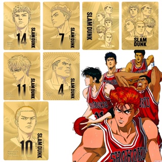 การ์ดโลหะ รูปการ์ตูนอนิเมะ SLAM DUNK Hanamichi Sakuragi Rukawa Kaede Akagi Takenori สีทอง ของเล่นสําหรับเด็ก ให้เป็นของขวัญ