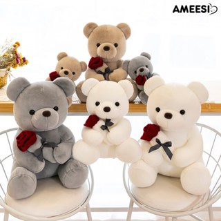 ตุ๊กตาหมี Ameesi Hold A Rose น่ารัก ผ้ากํามะหยี่ขนนิ่ม เต็มโซฟา เครื่องประดับหรูหรา การ์ตูนหมีน้อย ตุ๊กตาสัตว์ ของเล่น ของขวัญวันวาเลนไทน์