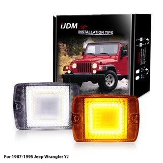 Ijdm สวิตช์กันชนหน้า ไฟเลี้ยว LED 3156 สีเหลืองอําพัน สําหรับ Jeep Wrangler YJ Daytime Running light 1987 1988 1989 1990 1991 1992 1993 1994 1995 12V 56001378Ch2520111