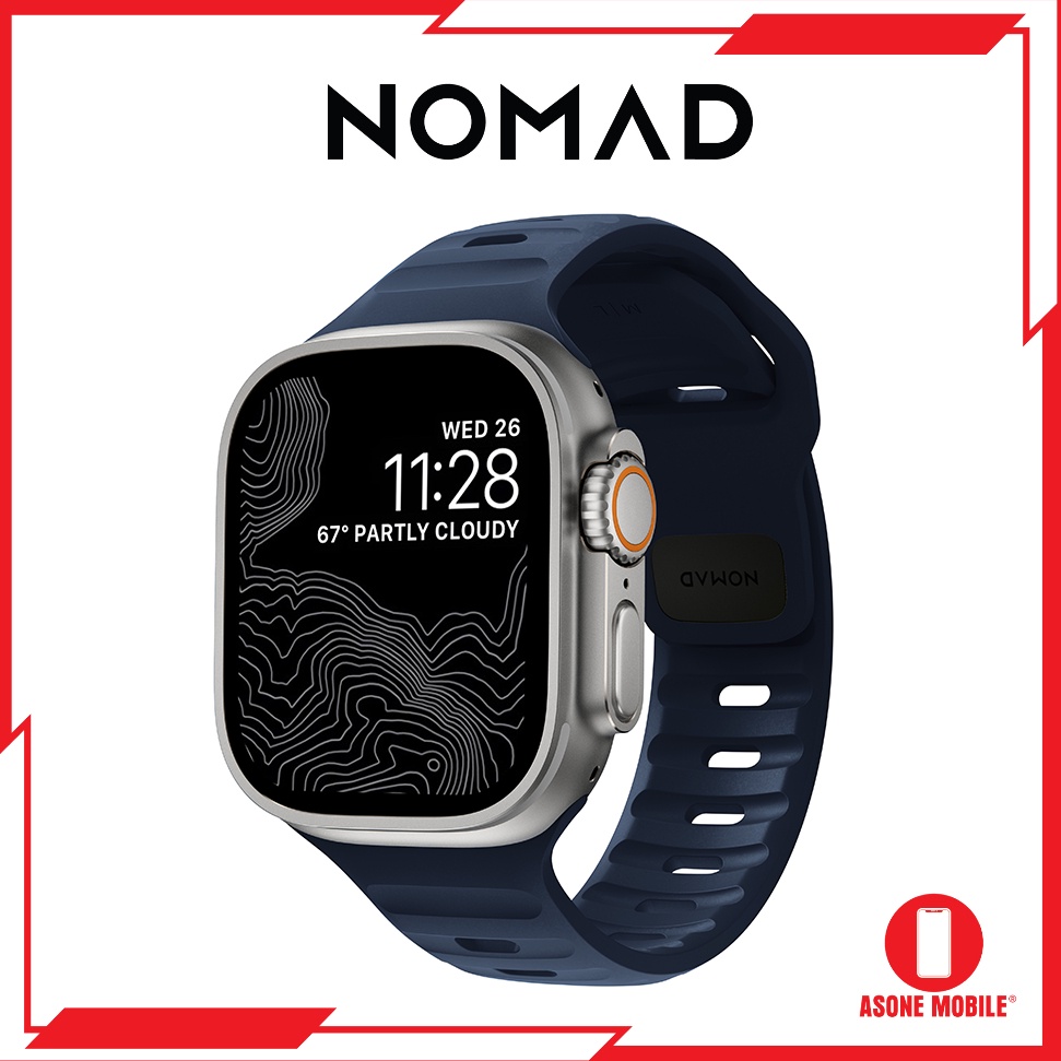 Nomad Atlantic Blue สายกีฬากันน้ําสําหรับ Apple Watch Ultra / 8 & 7 Series / SE 49 มม./45 มม./44 มม.