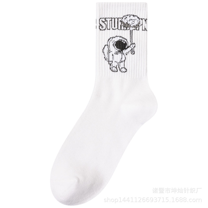 ถุงเท้ากีฬา ผ้าฝ้าย ระบายอากาศ ซับเหงื่อได้ดี สวมใส่สบาย สีดํา และสีขาว แฟชั่นฤดูใบไม้ผลิ และฤดูร้อน สําหรับผู้ชาย - รูปที่ 3