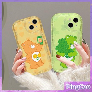 สำหรับ iPhone 11 เคสไอโฟนใสขอบโค้งระลอกเคส TPU เคสนิ่มกันกระแทกป้องกันกล้องหมีการ์ตูนน่ารักเข้ากันได้กับ iPhone 14 13 Pro max 12 Pro Max 11 xr xs max 7