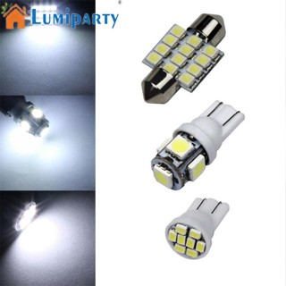 Lumiparty โคมไฟ Led T10 5050 5smd อะลูมิเนียมอัลลอย สําหรับติดป้ายทะเบียนรถยนต์ 13 ชิ้น