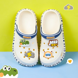 รองเท้าแตะ Crocs กันลื่น ลายการ์ตูนมาริโอ้ เหมาะกับเดินชายหาด แฟชั่นฤดูร้อน สําหรับเด็กผู้ชาย และเด็กผู้หญิง