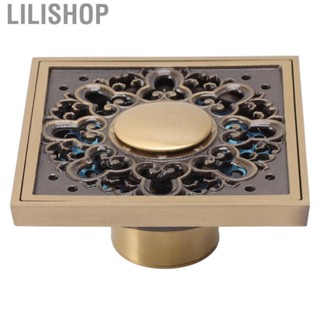 Lilishop Floor Drain Stainless Steel Copper Squared Floor Drain Retro with Accessories for Bathroom