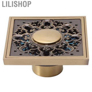 Lilishop Floor Drain Stainless Steel Copper Squared Floor Drain Retro with Accessories for Bathroom