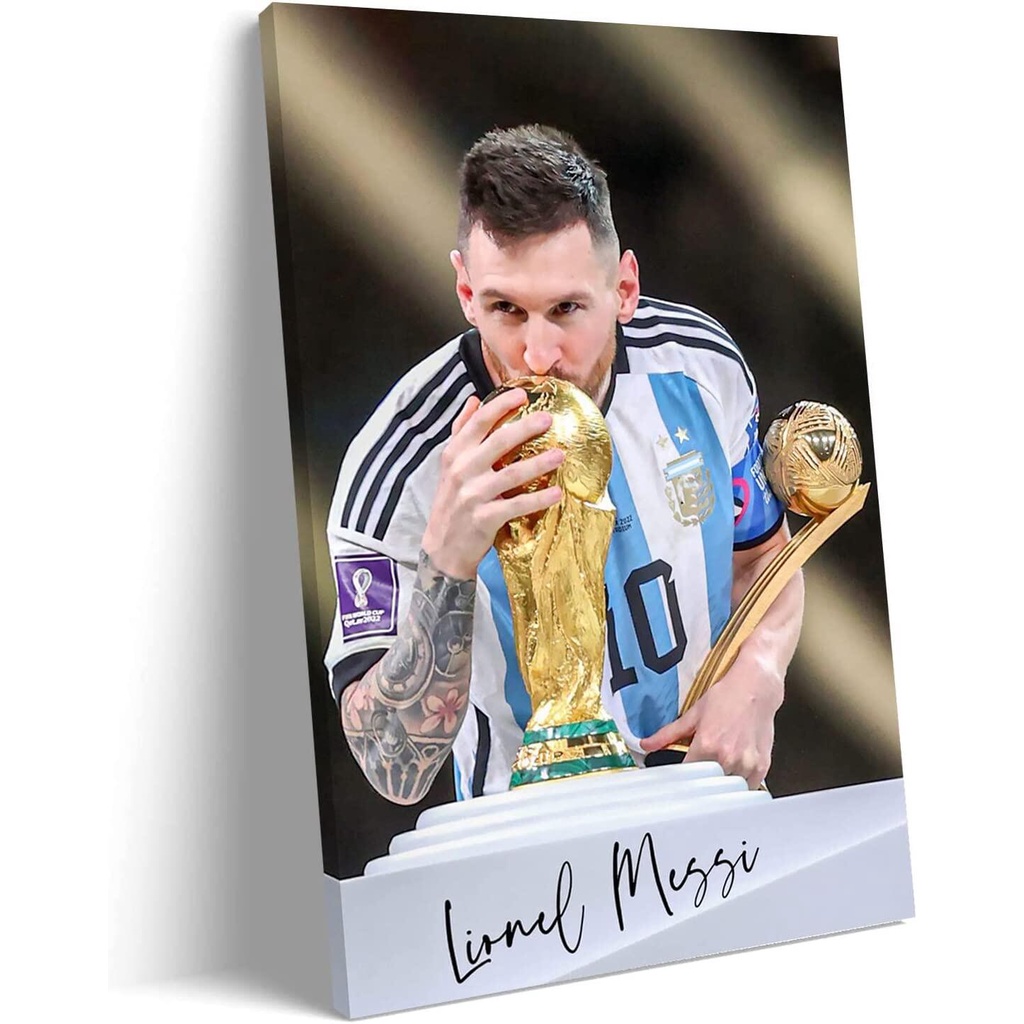 ฟุตบอล Superstars-Lionel Messi Champion World Cup ลายเซ็นโปสเตอร์ Modern Home ห้องนอนหอพัก Gym Aesth