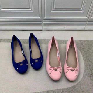 D2219 Fioni รองเท้าส้นเตี้ย หัวกลม ปากตื้น ประดับโบว์ ขนาดใหญ่ สําหรับเด็กผู้หญิง 5 5.5 6 6.5 7 8 8.5 9/40 10/42