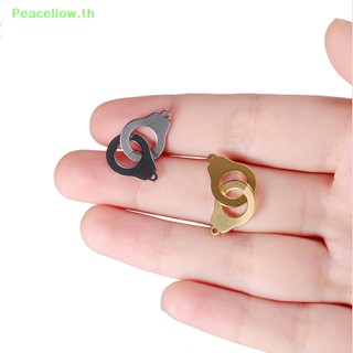 Peacellow จี้กุญแจมือ สเตนเลส รูคู่ Ch สร้างสรรค์ สําหรับทําเครื่องประดับ สร้อยคอ สร้อยข้อมือ DIY 5 ชิ้น