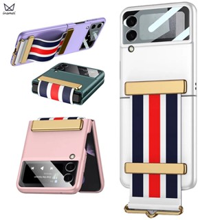  เคสโทรศัพท์มือถือแบบแข็ง ผิวด้าน กันกระแทก พร้อมสายคล้องมือ สําหรับ Samsung Galaxy Z Flip 4 Flip3 5G Z Flip4 Flip 3