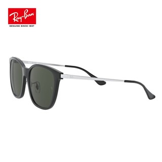 Rayban Ray-Ban แว่นตากันแดดแฟชั่น ทรงสี่เหลี่ยม หรูหรา สําหรับผู้ชาย ผู้หญิง 0RB4333D 629271เลนส์สีเขียวเข้ม กรอบสีดํา 55