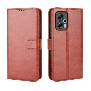 เคสโทรศัพท์มือถือหนัง PU ฝาพับ พร้อมช่องใส่บัตร ตั้งได้ สําหรับ Redmi Note 12T Pro 5G Note 12T Pro 5G