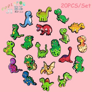 20 ชิ้น / เซต Crocs อุปกรณ์เสริม Jibbitz ชุดการ์ตูนไดโนเสาร์ ชุดรองเท้าแตะน่ารัก ตกแต่ง PVC อุปกรณ์เพื่อสุขภาพ สําหรับเด็ก ของขวัญรัก