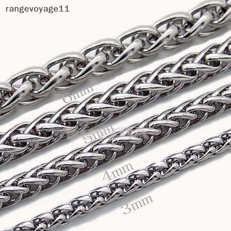 [Rangevoyage] 3/4/5/6MM MENS Silver Stainless Steel Wheat Chain Necklace