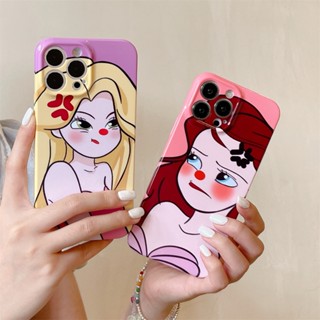 เคสโทรศัพท์มือถือแบบแข็ง กันรอยเลนส์กล้อง ลายการ์ตูนเด็กผู้หญิงสวยน่ารัก สําหรับ iphone 11 12 13 14promax 7 8plus