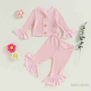 Babygarden-6-24 MONTHS ชุดเสื้อคาร์ดิแกน แขนยาว ติดกระดุม และกระดิ่ง สําหรับเด็กทารกผู้หญิง 2 ชิ้น