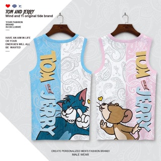 Tom AND JERRY เสื้อยืดแขนกุด แบบบาง เข้ารูป แฟชั่นฤดูร้อน สําหรับผู้ชาย