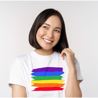 การออกแบบเดิมเสื้อยืด LGBTQ+  pride สนับสนุนความเท่าเทียม V1 สีขาว