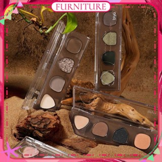 ♕ Biya พาเลทอายแชโดว์ 4 สี Matte Pearlescent ไฮไลท์ Natural Brightening Earth Colour Repairing Shiny Eyeshadow Sweatproof Long Lasting Eye Makeup FURNITURE