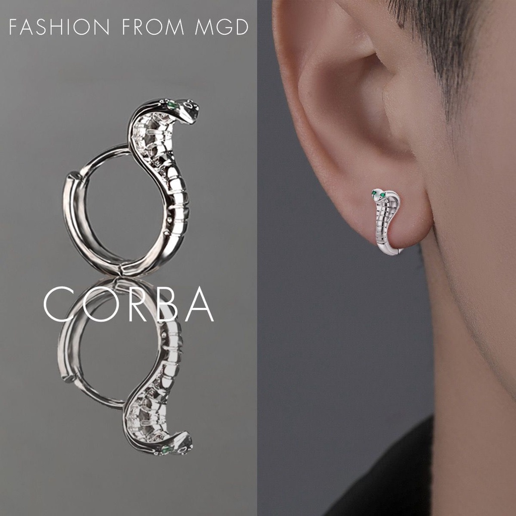 S925 เงินสเตอร์ลิง Cobra-Shaped Niche Design Feel ผู้ชายผู้หญิงต่างหู