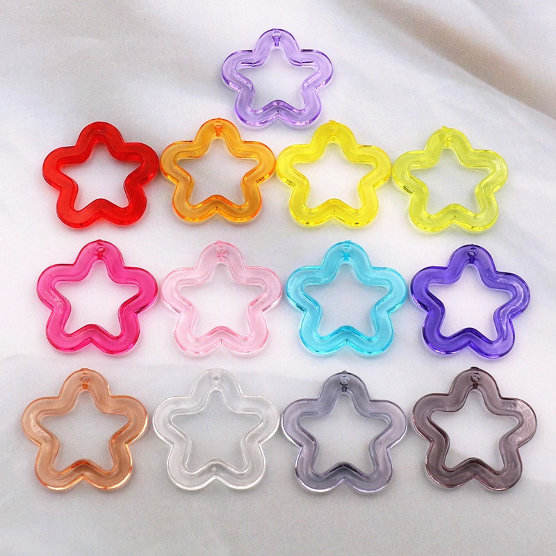 อุปกรณ์เสริม DIY เครื่องประดับ 30 มม. อะคริลิคใสสีสัน Pentagram ดอกไม้พลัมจี้