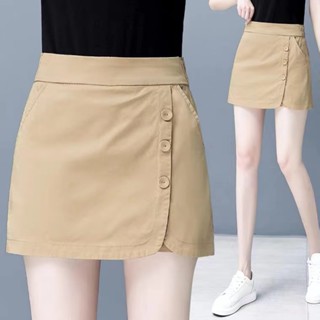 9032# The new Korean version of loose thin shorts womens high waist wide leg skirt a word fake two sets of skirt pants