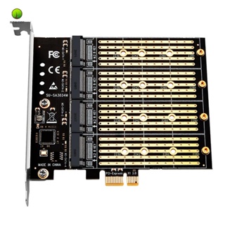 อะแดปเตอร์การ์ดไรเซอร์ขยาย PCIE เป็น M2 PCI Express X1 4 พอร์ต B Key M.2 NGFF SATA