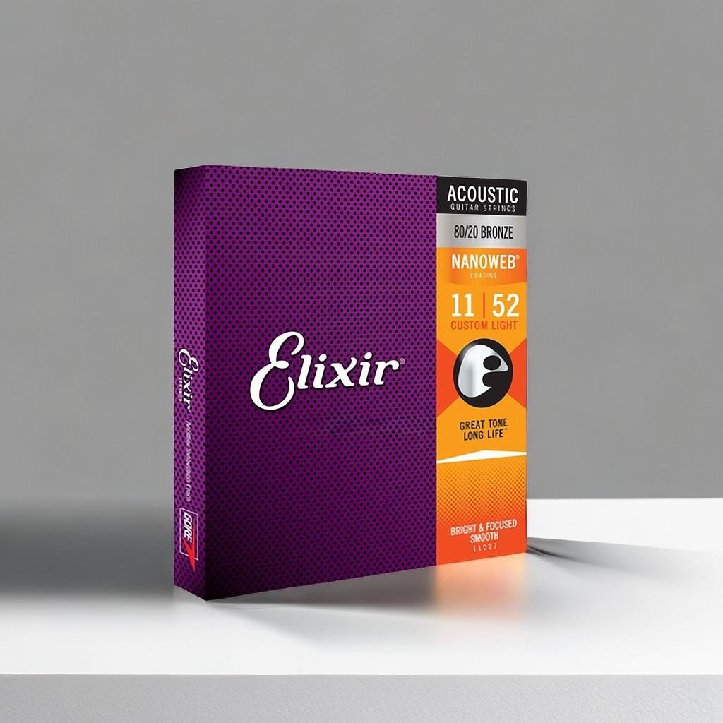 11027 Elixir สายกีต้าร์พื้นบ้าน Acoustic 80/20 Copper NANOWEB® ฟิล์มครอบคลุม Digital String 011 .015 .022 .032 .042 .052
