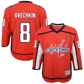 เสื้อยืดแขนยาว พิมพ์ลาย Ani NHL Washington Capitals Home Jersey Ovechkin Hockey พลัสไซซ์