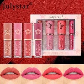 Julystar 4pcs Matte Lip Glaze Set Waterproof Non-fading Non-stick Cup Lip Gloss Delicate Smooth Easy To Apply Non-sticky Lipstick nuuo