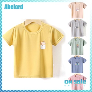 Abelard เสื้อยืดลําลอง แขนสั้น คอกลม พิมพ์ลายการ์ตูน ระบายอากาศ สําหรับเด็กผู้ชาย อายุ 1-6 ปี