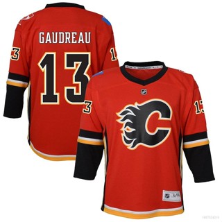 Yp2 NHL เสื้อกีฬาแขนยาว ลายเปลวไฟ Calgary Johnny Gaudrea Hockey พลัสไซซ์ PY2