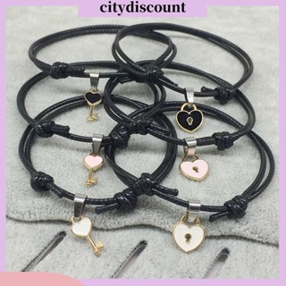 &lt;citydiscount&gt; กําไลข้อมือเรซิ่น รูปหัวใจ ปรับได้ 1 คู่ สําหรับออกเดท