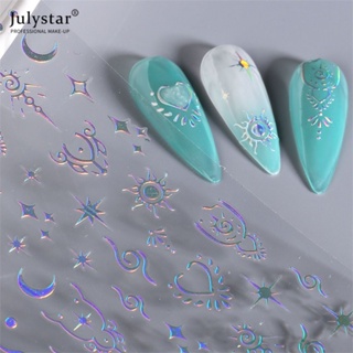JULYSTAR Nail Art Decal Gold Plated Sun Moon Star Vintage Totem Sunset Mirror Face Nail Sticker. ซื้อทันที เพิ่มลงในรถเข็น