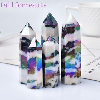 FALLFORBEAUTY หินคริสตัลธรรมชาติ ปริซึมหกเหลี่ยม ทําความสะอาดง่าย สําหรับตกแต่ง