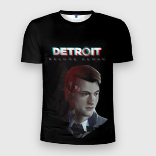 เสื้อยืด พิมพ์ลาย 3 มิติ ทรงสลิม Detroit: Become Human 3 มิติ สําหรับผู้ชาย