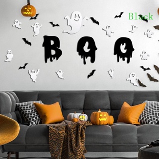 สติกเกอร์พีวีซี ลาย Happy Halloween สีดํา สําหรับตกแต่งผนัง หน้าต่าง ปาร์ตี้วันเกิด ปีใหม่ 1 ชุด