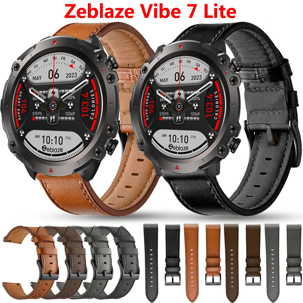 สายนาฬิกาข้อมือหนัง 22 มม. สําหรับ Zeblaze Vibe 7 Lite Pro Zeblaze Vibe 7