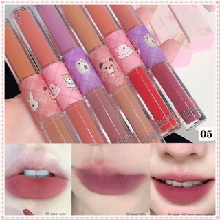 Cappuvini Double Head Cheese Mashed Lip Glazed Matte Mist Surface Smooth Lipstick Easy To Color Long Lasting Student Lip Makeup JOYFEEL