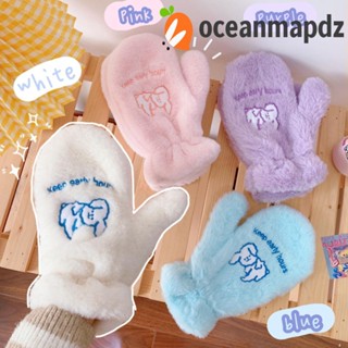 OCEANMAPDZ ถุงมือ แบบเต็มนิ้ว แบบหนา ลายสุนัขน่ารัก เหมาะกับฤดูหนาว และฤดูใบไม้ร่วง สําหรับนักเรียนหญิง