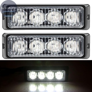 โคมไฟ 12-24V 2x 4 LED กระพริบ ฟื้นตัว แสงสีขาว