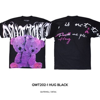 **โละสตอคอ่านรายละเอียดก่อนสั่ง QWT202-1 HUG BLACK เสื้อยืดสีดำ